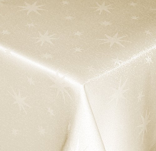 Tischdecke Weihnachten 130 x 160 cm Creme Lurex Sterne Weihnachtstischdecken abwaschbar knitterfrei Tischdecken Advent Weihnachtsdeko Tischdecken Tischdeko Herbst von Haus und Deko
