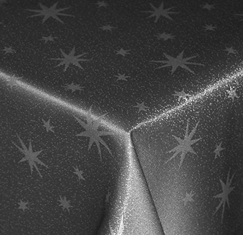 Tischdecke Weihnachten 130 x 160 cm Grau Lurex Sterne Weihnachtstischdecken abwaschbar knitterfrei Tischdecken Advent Weihnachtsdeko Tischdecken Tischdeko Herbst von Haus und Deko