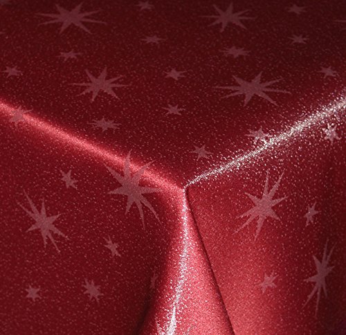 Tischdecke Weihnachten 130 x 260 cm Rot Rechteckig Weihnachtstischdecken Lurex Sterne bügelfrei knitterfrei Tischdecken Advent Weihnachtsdeko Tischdeko Herbst von Haus und Deko