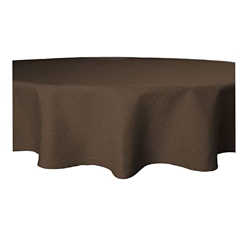 Tischdecke braun 140 cm Ø rund Struktur Mitteldecke Leinen-Optik beschichtet Wasser und Schmutz abweisend Lotuseffekt von Haus und Deko