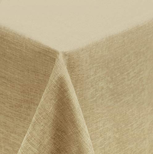 Tischdecke eckig 130x340 cm beschichtet Struktur Leinen-Optik Flecken und Wasser abweisend Lotuseffekt #1225 (beigenatur) von Haus und Deko