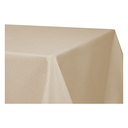 Tischdecke rechteckig Leinenoptik Lotuseffekt Tischwäsche Wasserabweisend Tischtuch Fleckenabweisend Bügelfrei Abwischbar Waschbar Innen und Außen Perleffekt (130 x 160 cm, Ecru) von Haus und Deko