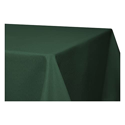 Tischdecke rechteckig Leinenoptik Lotuseffekt Tischwäsche Wasserabweisend Tischtuch Fleckenabweisend Bügelfrei Abwischbar Waschbar Innen und Außen Perleffekt (130 x 160 cm, dunkelgrün) von Haus und Deko