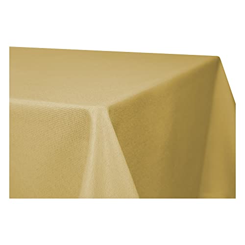 Tischdecke rechteckig Leinenoptik Lotuseffekt Tischwäsche Wasserabweisend Tischtuch Fleckenabweisend Bügelfrei Abwischbar Waschbar Innen und Außen Perleffekt (130 x 220 cm, gelb) von Haus und Deko