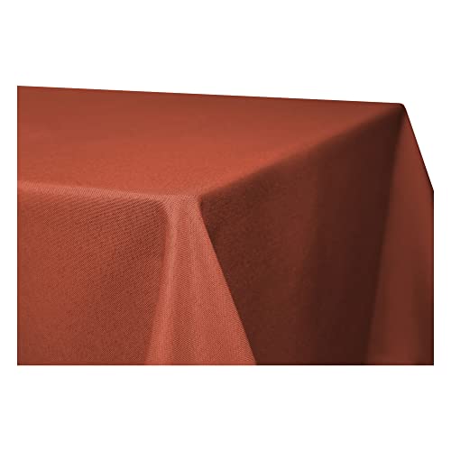 Tischdecke rechteckig Leinenoptik Lotuseffekt Tischwäsche Wasserabweisend Tischtuch Fleckenabweisend Bügelfrei Abwischbar Waschbar Innen und Außen Perleffekt (160 x 320 cm, Terracotta) von Haus und Deko
