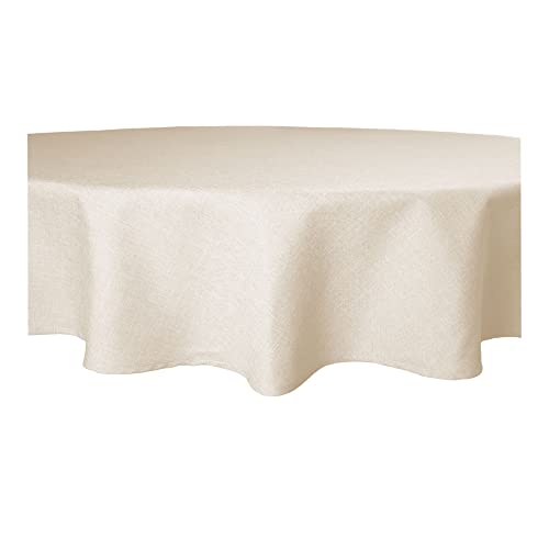 Tischdecke rund Leinenoptik Lotuseffekt Tischwäsche Wasserabweisend Tischtuch Fleckenabweisend Bügelfrei Abwischbar Waschbar Innen und Außen Perleffekt (140 cm, Ecru) von Haus und Deko