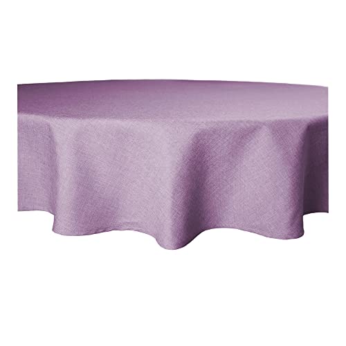 Tischdecke rund Leinenoptik Lotuseffekt Tischwäsche Wasserabweisend Tischtuch Fleckenabweisend Bügelfrei Abwischbar Waschbar Innen und Außen Perleffekt (160 cm, Flieder) von Haus und Deko