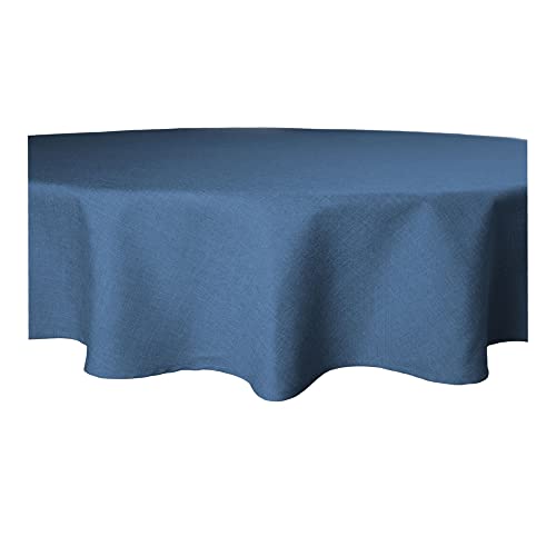 Tischdecke rund Leinenoptik Lotuseffekt Tischwäsche Wasserabweisend Tischtuch Fleckenabweisend Bügelfrei Abwischbar Waschbar Innen und Außen Perleffekt (180 cm, Blau) von Haus und Deko