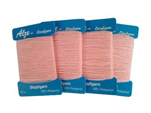 Alze Stopfgarn rosa 4 Stück je 20m auf praktischer Wickelkarte für Strümpfe, Strumpfhosen, Beilaufgarn von Haus & Garten