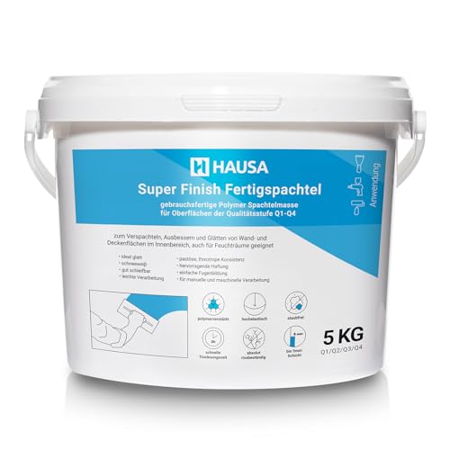 Super Finish Spachtelmasse Fertigspachtel für Innen Feinspachtel Trockenbau Spachtel Gipsspachtel Feinputz Fertigspachtelmasse Spachtelgips Flächenspachtel Q1-Q4 Masse Gips Füll weiß 5kg HAUSA Super Finish Spachtelmasse Fertigspachtel für Innen Feinspachtel Trockenbau Spachtel Gipsspachtel Feinputz Fertigspachtelmasse Spachtelgips Flächenspachtel Q1-Q4 Masse Gips Füll weiß 5kg HAUSA von Hausa
