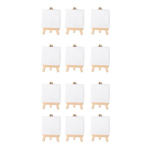 Hausdec Künstler 3 x 3 Mini Leinwand & 5 Mini Staffelei Set Malerei Zeichnung - Set Enthält: 12 Mini Leinwände & 12 Mini Staffelei von Hausdec