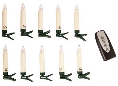 10 kabellose Mini-Weihnachtskerzen mit Fernbedienung, versch. Leuchtfuntionen, 10 kabellose Mini-Weihnachtskerzen mit Fernbedienung, versch. Leuchtfuntionen, von Haushalt International