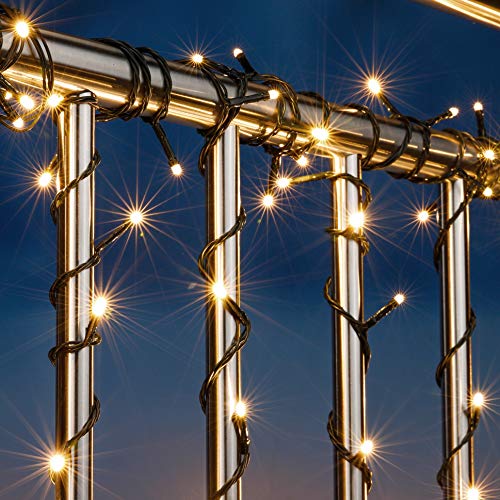 LED Lichterkette warmweiß 50er 4,9m Kabel grün 6/18h Timer außen HI 76580 LED Lichterkette warmweiß 50er 4,9m Kabel grün 6/18h Timer außen HI 76580 von Haushalt International