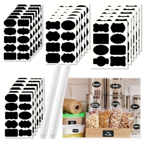 120/240 Pcs Aufkleber zum Beschriften, Aufkleber Wasserfest, Klebeetiketten zum Beschriften mit Stift, Selbstklebende Etiketten, Sticker zum Beschriften, Marmelade usw (240 Quadratische+2 Stift) von Hausio