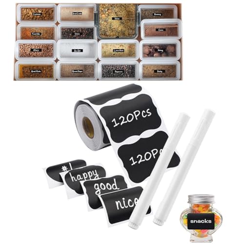 120/240 Pcs Aufkleber zum Beschriften, Aufkleber Wasserfest für Marmeladengläser, Klebeetiketten zum Beschriften mit Stift, Vorratsetiketten zum Beschriften, Marmelade usw (120 Spitzenteile+1 Stift) von Hausio