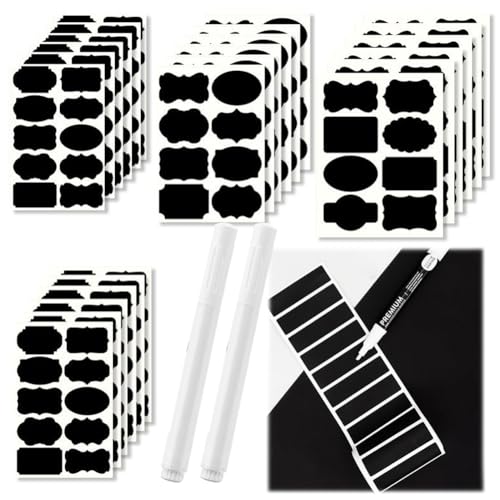120/240 Pcs Aufkleber zum Beschriften - Aufkleber Wasserfest, Klebeetiketten zum Beschriften mit Stift, Selbstklebende Etiketten, Sticker zum Beschriften, Marmelade usw (240 Quadratische+2 Stift) von Hausio
