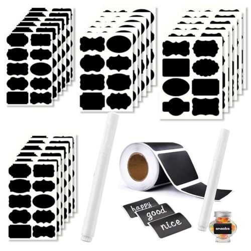 120/240 Pcs Etiketten Selbstklebend, Aufkleber Wasserfest, Klebeetiketten zum Beschriften mit Stift, Selbstklebende Etiketten, Sticker zum Beschriften, Marmelade usw (120 Quadratische+1 Stift) von Hausio