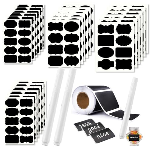 120/240 Pcs Etiketten Selbstklebend, Aufkleber Wasserfest, Klebeetiketten zum Beschriften mit Stift, Selbstklebende Etiketten, Sticker zum Beschriften, Marmelade usw (240 Spitzenteile+2 Stift) von Hausio