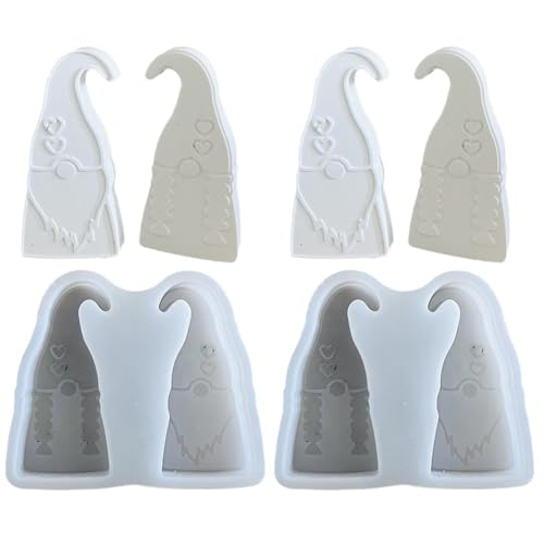Hausio 2 Stück 3D Wichte Silikonformen Gießformen Weihnachten, Silikonformen, Silikonform Wichtel Kerzenformen Zum Gießen, Gießformen Silikon Weihnachten, DIY Gießform Weihnachten (4 Stück) von Hausio