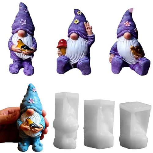 Hausio 3D Silikonform Weihnachten, Wichtel Silikonform, DIY Silikonformen Gießformen Weihnachten, Gießformen Silikon Gießform Weihnachten Wichtel,Giessformen Gips zum Gießen (A+B+C) von Hausio