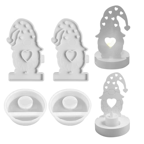 Hausio 3D Wichtel Silikonform Weihnachten, Silikonformen Gießformen Weihnachten Kerzenformen zum Gießen, Weihnachtsmann Gips Zum Gießen Gießformen Silikon Gießform Wichtel Giessformen (2 Stück) von Hausio