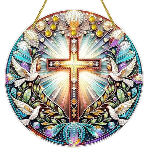 Hausio 5D Diamant Painting Weihnachten Herbst Anhänger Heiße Schokolade, Diamond Painting Fensterbilder Beidseitig für Erwachsene, Bastelset Kreativ Set, Hängend Ornament Tür Fenster (Stil 5) von Hausio