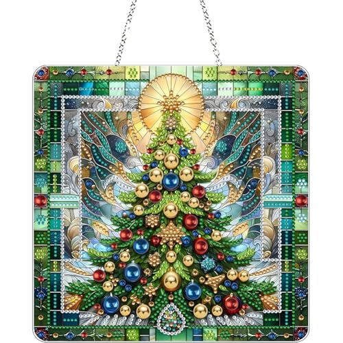 Hausio Diamant Painting Herbst Anhänger Heiße Schokolade, 5D Diamond Painting Winter Fensterbilder Beidseitig für Erwachsene, Bastelset Kreativ Set, Hängend Ornament Tür Fenster (Stil 3) von Hausio