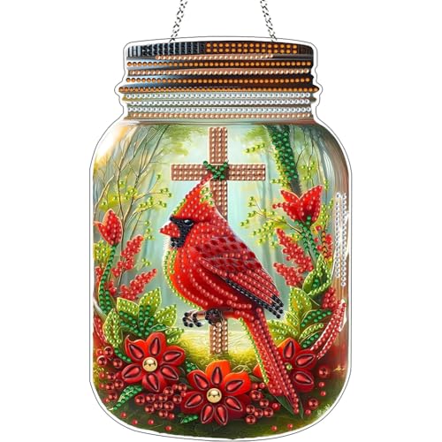 Hausio Diamant Painting Herbst Anhänger Heiße Schokolade, 5D Diamond Painting Winter Fensterbilder Beidseitig für Erwachsene, Bastelset Kreativ Set, Hängend Ornament Tür Fenster (Stil 4) von Hausio