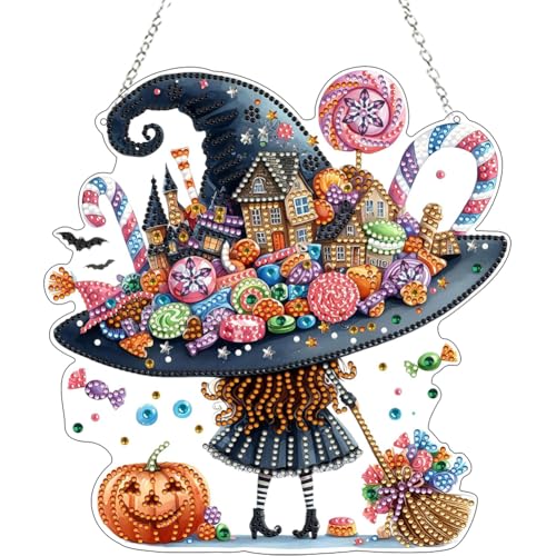 Hausio Diamond Painting Herbst Anhänger Heiße Schokolade, 5D Diamond Painting Weihnachten Fensterbilder Beidseitig für Erwachsene, Bastelset Kreativ Set, Hängend Ornament Tür Fenster (Stil 6) von Hausio