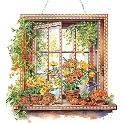 Hausio Halloween 5D Diamond Painting Adventskalender Anhänger Heiße Schokolade, Diamond Painting Herbst Beidseitig für Erwachsene, Bastelset Kreativ Set, Hängend Ornament Tür Fenster (Stil 2) von Hausio