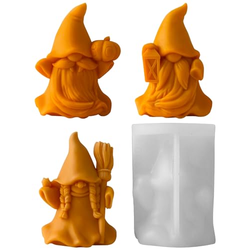 Hausio Silikonformen Gießformen Weihnachten, 3D Gießformen Silikon Weihnachten, Silikonformen Wichte, Silikonform Wichtel Kerzenformen Zum Gießen, DIY Gießform Weihnachten (A+B+C) von Hausio