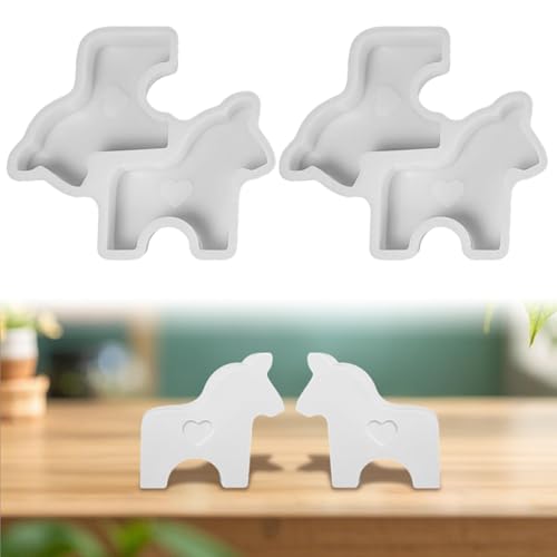 Hausio Silikonformen Gießformen Weihnachten, Pferd Silikonformen Kerzen Gießformen Silikon Weihnachten, Pferd Kerzenhalter Weihnachten, Silikonform Pferd, Gießform Pferd (2 Pcs) von Hausio