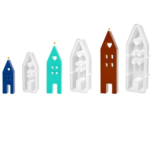 Silikonformen Gießformen Haus - Silikonform Haus mit Fenster, Gießformen Silikon Weihnachten Silikon Häuser Silikonform für Sojawachs Kerzen/Handwerk/Seife/Gips (1 Set) von Hausio