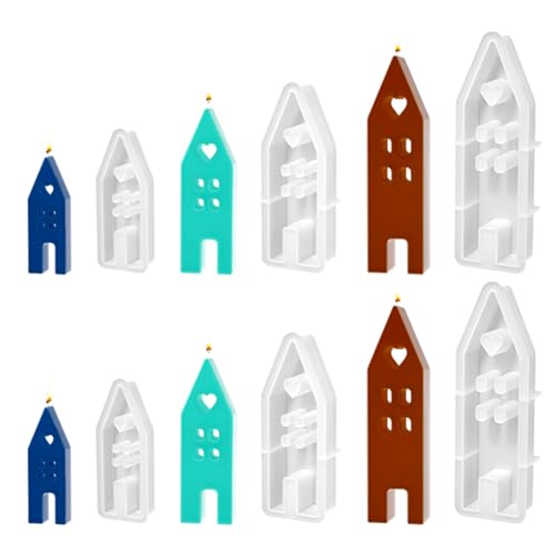 Silikonformen Gießformen Haus - Silikonform Haus mit Fenster, Gießformen Silikon Weihnachten Silikon Häuser Silikonform für Sojawachs Kerzen/Handwerk/Seife/Gips (2 Set) von Hausio