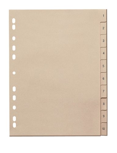 10 Stück Zahlen - Register 1-10 / Vollformat DIN A4 / Papier 110 g/m² / 10-teilig von Hausmarke