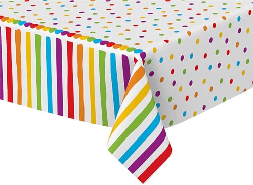 Hava Kolari 3 Stück Einweg Tischdecken, Regenbogen-Theme Party Tischtuch Bunt Plastik Tischdecke für Kinder Mädchen Geburtstag Jubiläum Dekorationen 137 x 274cm von Hava Kolari