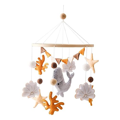 Hava Kolari Mobile Baby Windspiele Koralle Wale, Filz Mobile Baby Holz mit Filzbällen, Mobile Baby Mädchen Bettglocke Anhänger für Babybett Jungen und Mädchen Hava Kolari Mobile Baby Windspiele Koralle Wale, Filz Mobile Baby Holz mit Filzbällen, Mobile Baby Mädchen Bettglocke Anhänger für Babybett Jungen und Mädchen von Hava Kolari