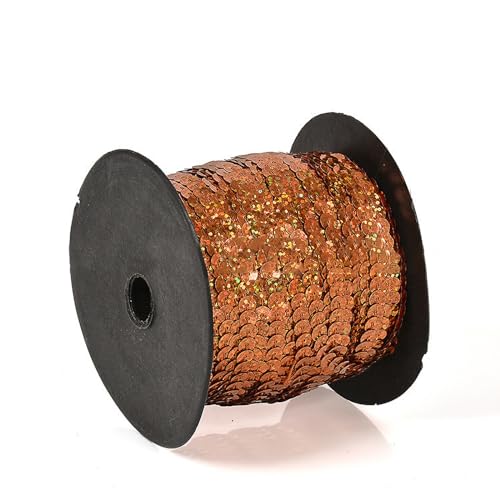 Hava Kolari Pailletten Bänder 90 m Pailletten Band 6 mm Breites Bortenband Glänzende Paillettenbänder für DIY Handwerk Bastelprojekte Tanzbekleidungen Armband Dekorationen (Laser Kaffee) von Hava Kolari
