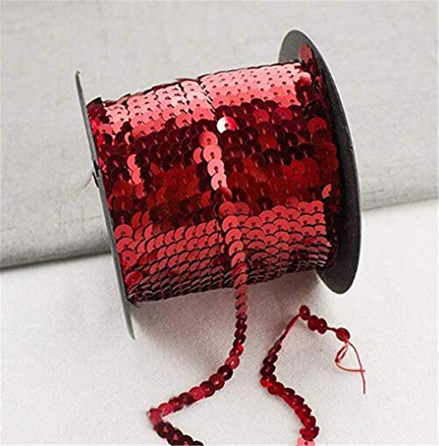 Paillettenband Pailletten Glänzendes Handwerk Ordnungsrolle Hochzeit Dekorationen DIY Kleidung und Schmuck 90m*6mm (Rot) von Hava Kolari