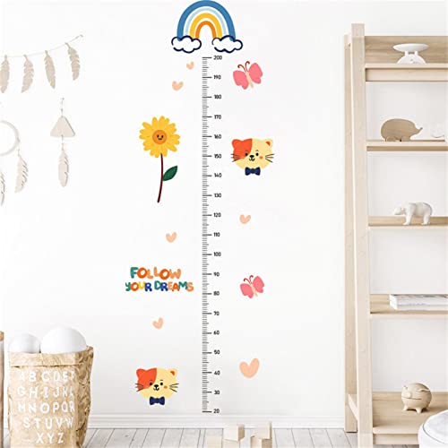 Hava Kolari Regenbogen Kinder Höhe Diagramm Wandtattoo, Höhentabelle Messlatte Tiere Katze Wandaufkleber Wandsticker Kinderzimmer Mädchen Babyzimmer von Hava Kolari