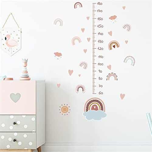 Hava Kolari Regenbogen Wandtattoo Messlatte Diagramm Wandaufkleber für Kinder Dekorative Abnehmbare DIY Vinyl Wandstickers mit 60-180 cm Lineal für Kinderzimmer, Spielzimmer von Hava Kolari