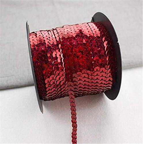 Paillettenband Pailletten Glänzendes Handwerk Ordnungsrolle Hochzeit Dekorationen DIY Kleidung und Schmuck 90m*6mm (Roter Laser) von Hava Kolari