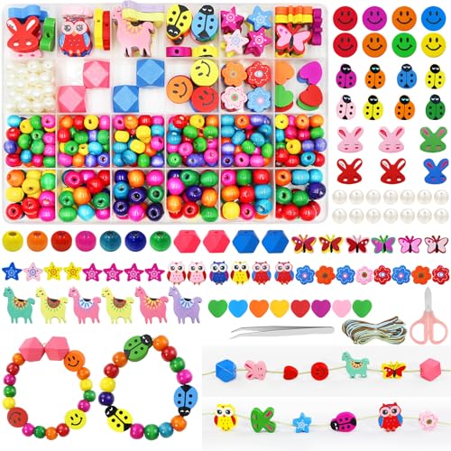 HavaCue 420 Stück Bunte Holzperlen zum auffädeln,11 Arten perlen zum auffädeln kinder,Handwerk bastelset holzperlen mit Elastisches Seil,Schere,Pinzen für DIY Armbänder Schmuck Halsketten HavaCue 420 Stück Bunte Holzperlen zum auffädeln,11 Arten perlen zum auffädeln kinder,Handwerk bastelset holzperlen mit Elastisches Seil,Schere,Pinzen für DIY Armbänder Schmuck Halsketten von HavaCue ㅤ
