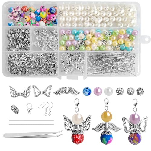 HavaCue 60 Sets Schutzengel Anhänger Selber Machen, Engel Charme, Perlenengel Schlüsselanhänger für DIY Basteln, Hochzeit, Taufe, Geschenk von HavaCue ㅤ