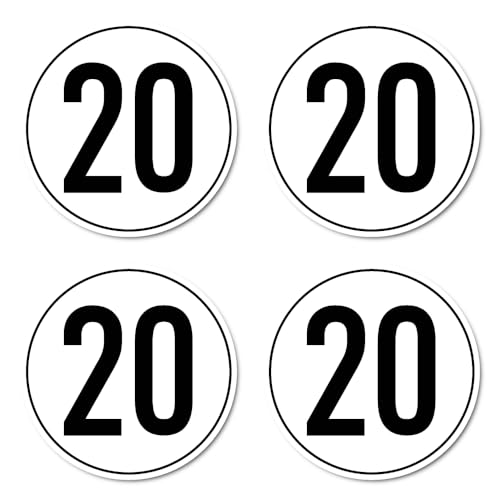 Aufkleber: ⌀ 100 mm, 4 Stück - StVO - Geschwindigkeit - 20 km/h - km/h - z.B. für Baumaschinen und Anhänger von Havati