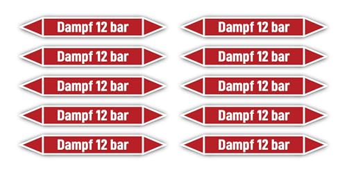 Aufkleber: 100x15 mm, 10 Stück - Gruppe 2 - Dampf - Rohrleitungskennzeichnung - nach DIN 2403 - Sprache: deutsch - Dampf 12 bar Aufkleber: 100x15 mm, 10 Stück - Gruppe 2 - Dampf - Rohrleitungskennzeichnung - nach DIN 2403 - Sprache: deutsch - Dampf 12 bar von Havati