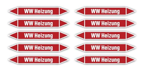Aufkleber: 100x15 mm, 10 Stück - Gruppe 2 - Dampf - Warmwasser - Rohrleitungskennzeichnung - nach DIN 2403 - Sprache: deutsch - WW Heizung Aufkleber: 100x15 mm, 10 Stück - Gruppe 2 - Dampf - Warmwasser - Rohrleitungskennzeichnung - nach DIN 2403 - Sprache: deutsch - WW Heizung von Havati