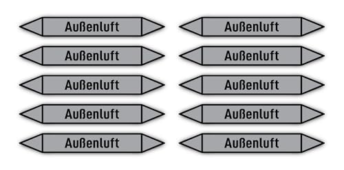 Aufkleber: 100x15 mm, 10 Stück - Gruppe 3 - Luft - Rohrleitungskennzeichnung - nach DIN 2403 - Sprache: deutsch - Außenluft von Havati