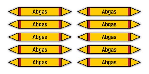 Aufkleber: 100x15 mm, 10 Stück - Gruppe 4 - Brennbare Gase - Rohrleitungskennzeichnung - nach DIN 2403 - Sprache: deutsch - Abgas Aufkleber: 100x15 mm, 10 Stück - Gruppe 4 - Brennbare Gase - Rohrleitungskennzeichnung - nach DIN 2403 - Sprache: deutsch - Abgas von Havati