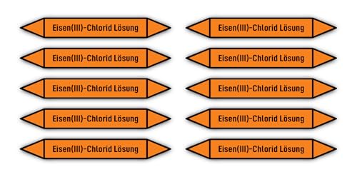 Aufkleber: 100x15 mm, 10 Stück - Gruppe 6 - Säuren - Rohrleitungskennzeichnung - nach DIN 2403 - Sprache: deutsch - Eisen(III)-Chlorid Lösung von Havati